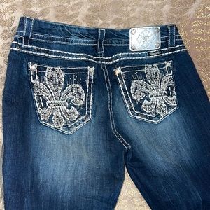 Buckle Miss Me Bling Dark Mid Rise Easy Straight Jeans Denim